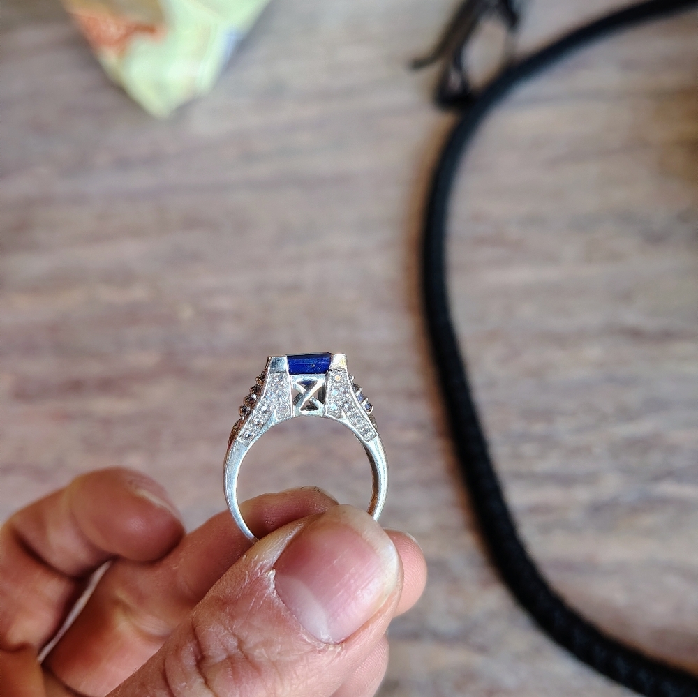 Elegant Silver and Blue Gemstone Ring